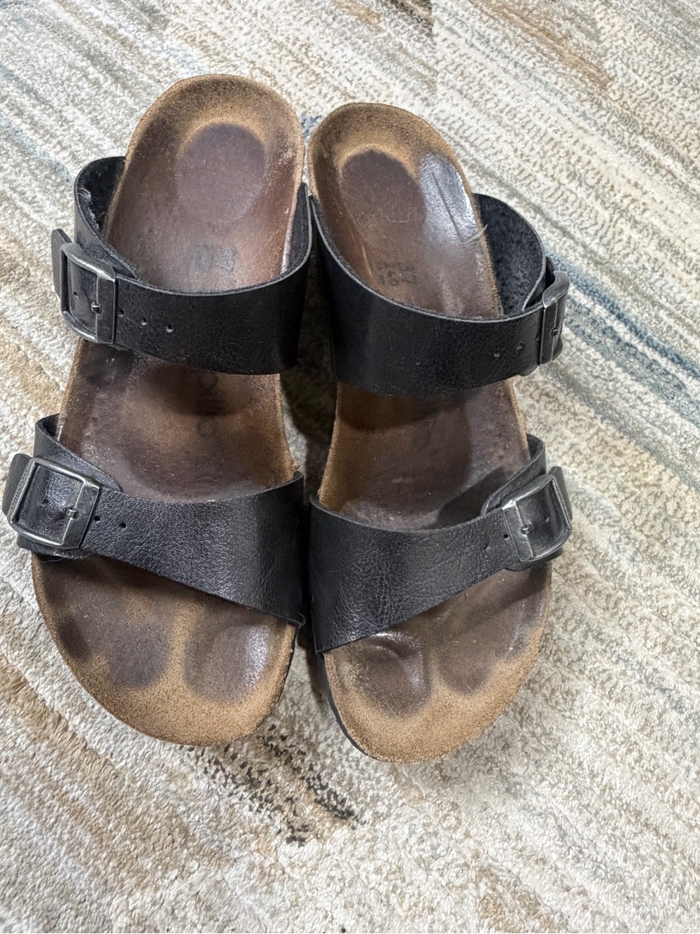 Papillio Black Double Strap Adjustable Slide Sandals